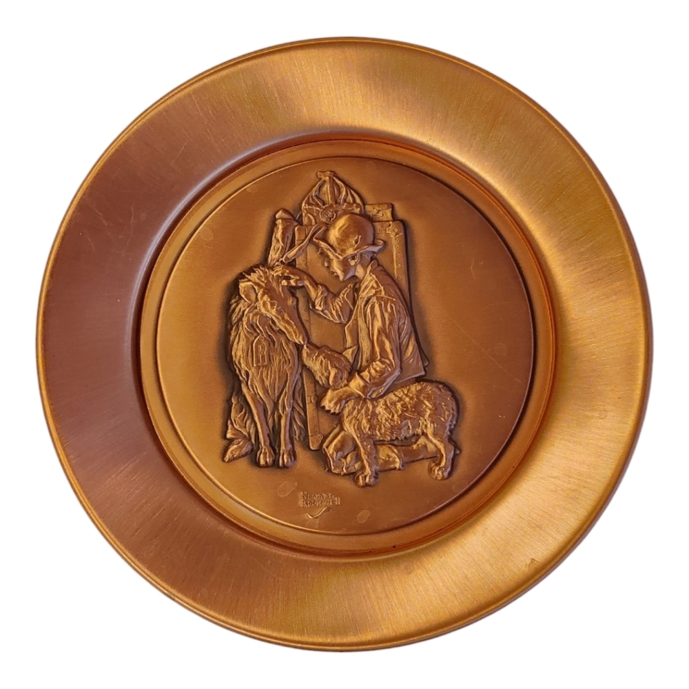 Norman Rockwell Making Friends Copper Plate 1978 Hamilton Vintage Dog Decor